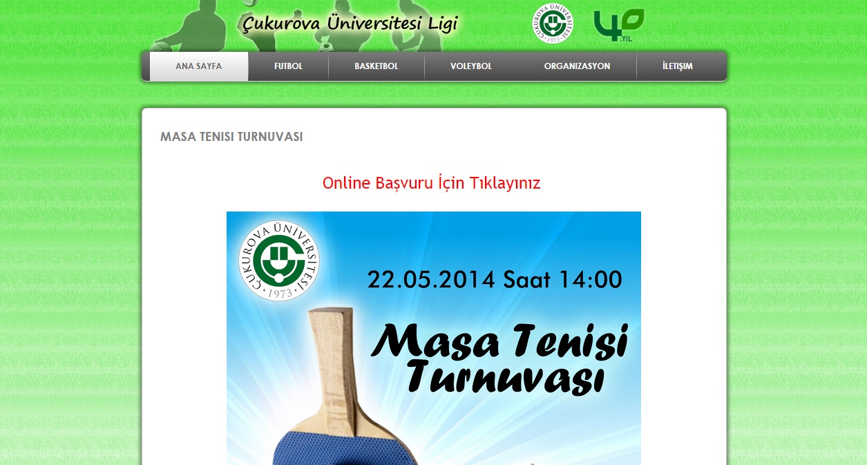 Çukurova Üniversitesi Masa Tenisi Turnuvası Online Kayıt Sistemi